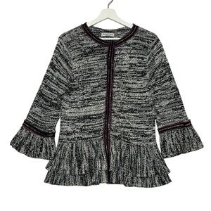 Ball of Cotton Vintage Knit Cardigan Women’s Medium Size Ruffles Sweater